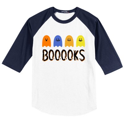 Books Spooky Ghost Funny Halloween Baseball Sleeve Shirt