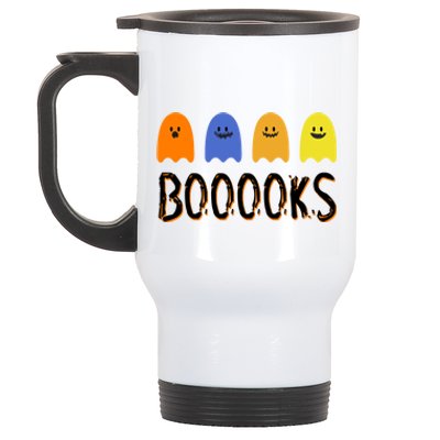 Books Spooky Ghost Funny Halloween Stainless Steel Travel Mug