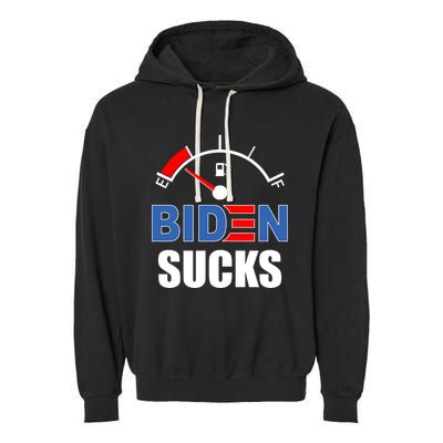 Biden Sucks Gas Tank On Empty E Garment-Dyed Fleece Hoodie