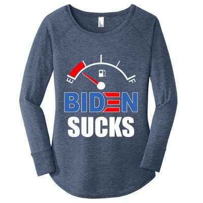 Biden Sucks Gas Tank On Empty E Women's Perfect Tri Tunic Long Sleeve Shirt