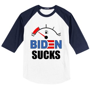 Biden Sucks Gas Tank On Empty E Baseball Sleeve Shirt