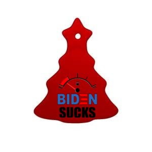 Biden Sucks Gas Tank On Empty E Ceramic Tree Ornament