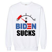 Biden Sucks Gas Tank On Empty E Garment-Dyed Sweatshirt