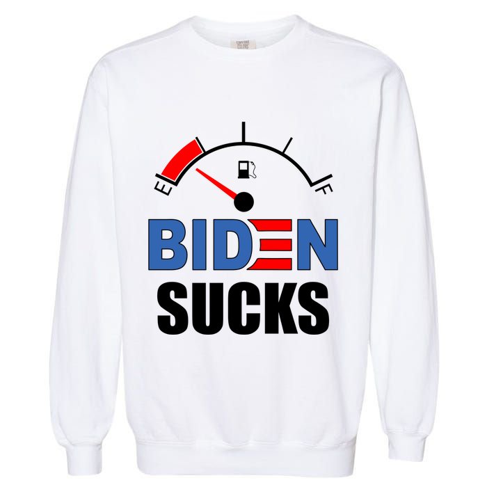 Biden Sucks Gas Tank On Empty E Garment-Dyed Sweatshirt