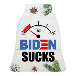 Biden Sucks Gas Tank On Empty E Ceramic Bell Ornament