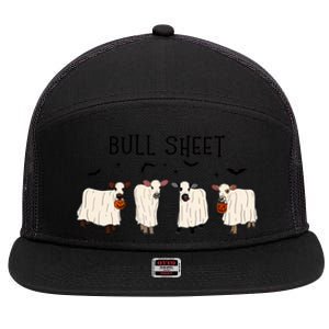 Bull Sheet Ghost Cow Halloween Funny This Is Bull Sheet. 7 Panel Mesh Trucker Snapback Hat