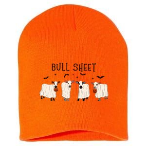 Bull Sheet Ghost Cow Halloween Funny This Is Bull Sheet. Short Acrylic Beanie