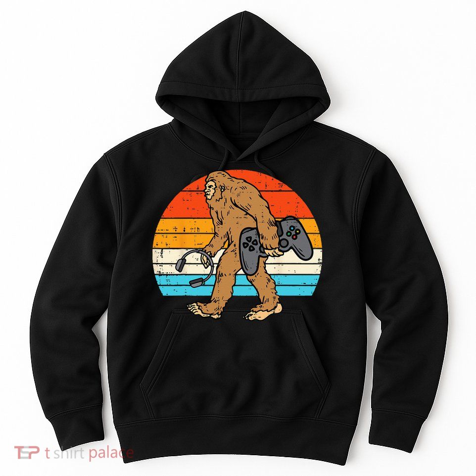 Bigfoot Sasquatch Gamer Retro Gaming Hoodie