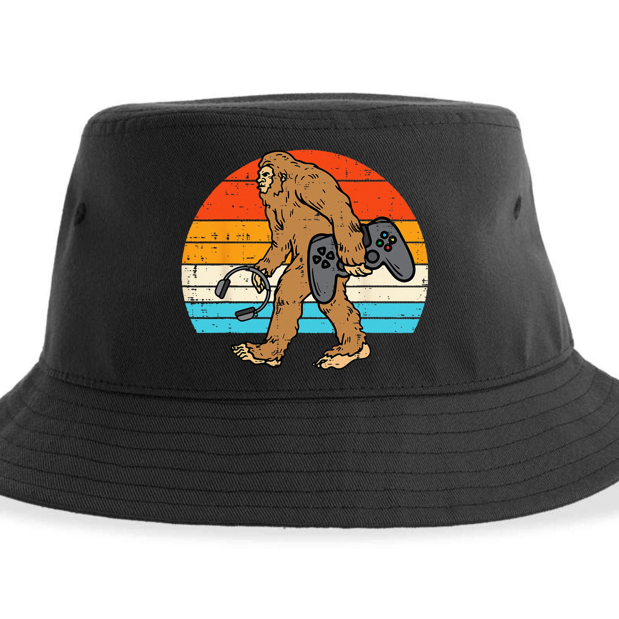 Bigfoot Sasquatch Gamer Retro Gaming Sustainable Bucket Hat