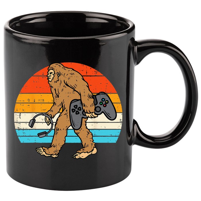 Bigfoot Sasquatch Gamer Retro Gaming 11oz C Handle Ceramic Mug