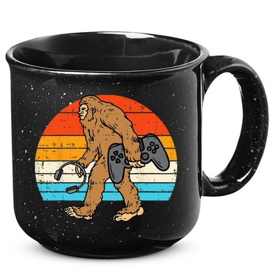 Bigfoot Sasquatch Gamer Retro Gaming 15oz Campfire Ceramic Mug
