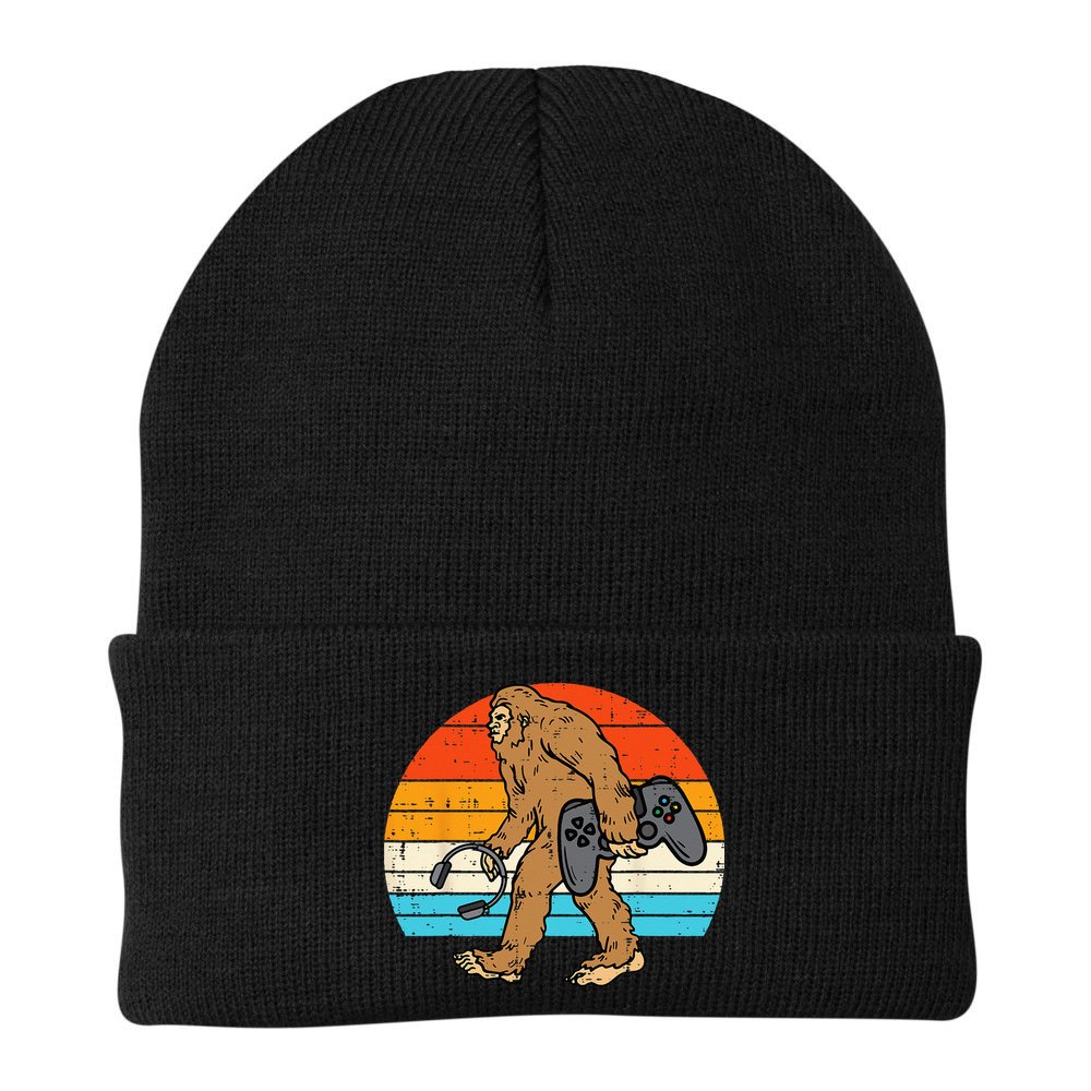Bigfoot Sasquatch Gamer Retro Gaming Beanie