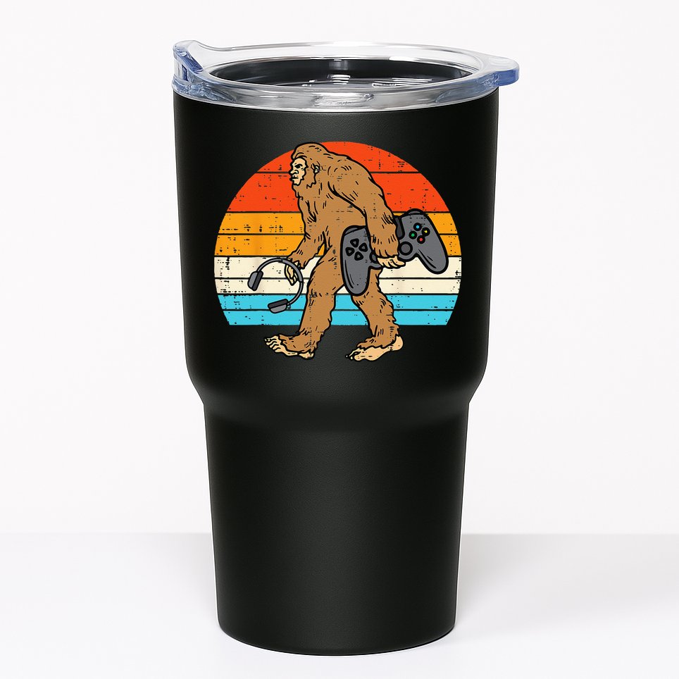Bigfoot Sasquatch Gamer Retro Gaming Tumbler