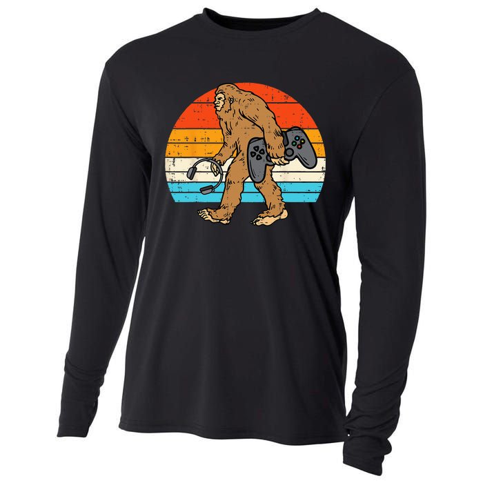 Bigfoot Sasquatch Gamer Retro Gaming Cooling Performance Long Sleeve Crew