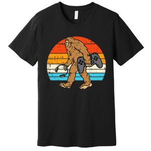 Bigfoot Sasquatch Gamer Retro Gaming Premium T-Shirt