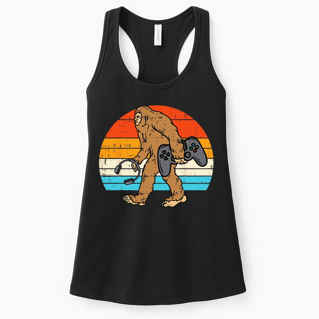 Bigfoot Sasquatch Gamer Retro Gaming Womens Tank Top