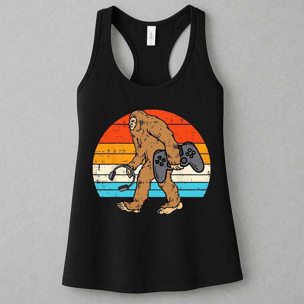 Bigfoot Sasquatch Gamer Retro Gaming Womens Tank Top
