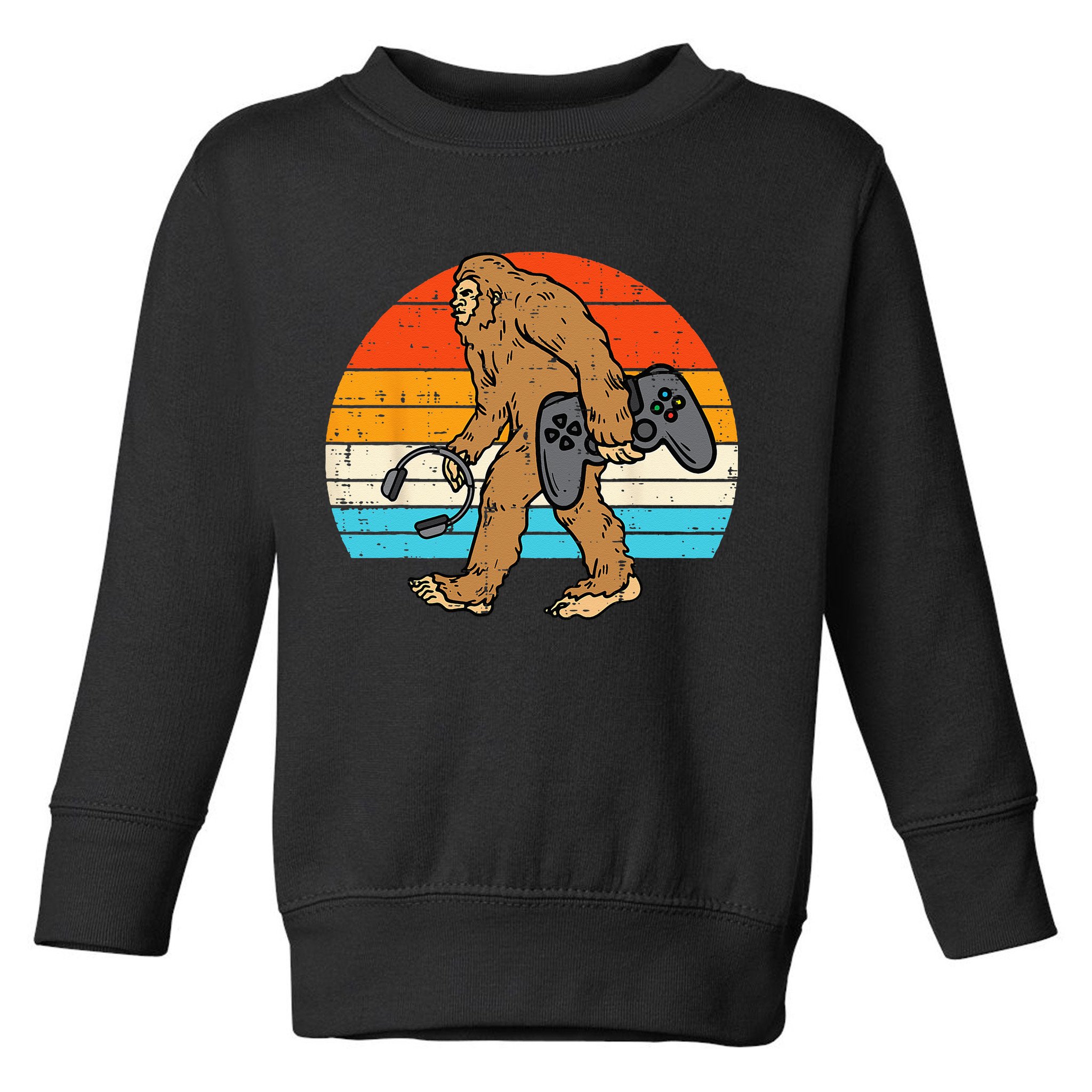 Bigfoot Sasquatch Gamer Retro Gaming Toddler Sweatshirt