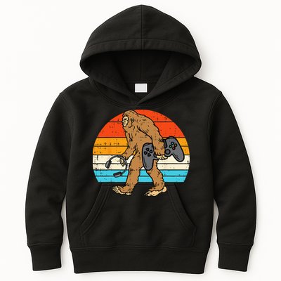 Bigfoot Sasquatch Gamer Retro Gaming Kids Hoodie