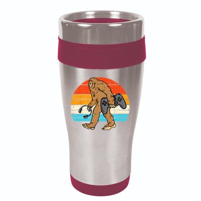Bigfoot Sasquatch Gamer Retro Gaming 16oz Travel Tumbler