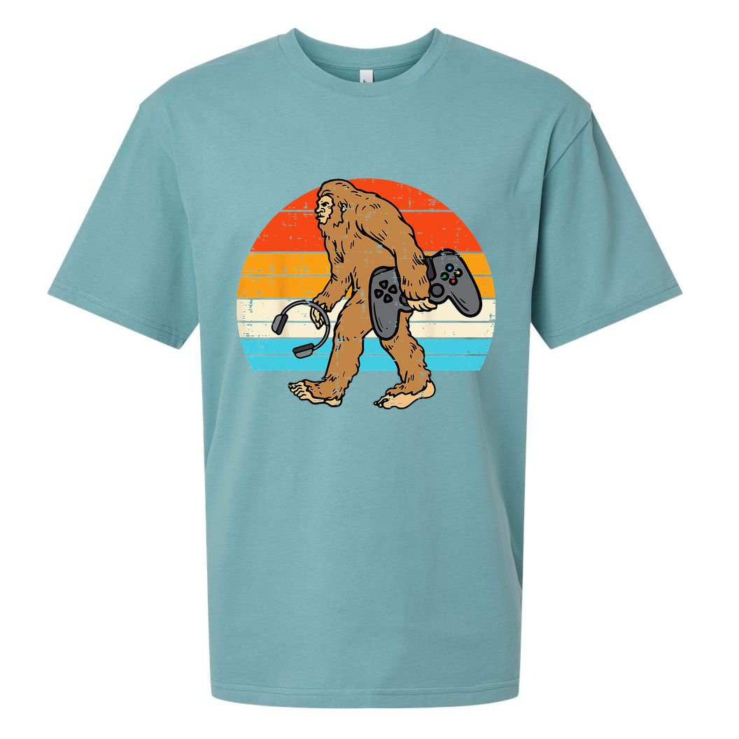 Bigfoot Sasquatch Gamer Retro Gaming Sueded Cloud Jersey T-Shirt