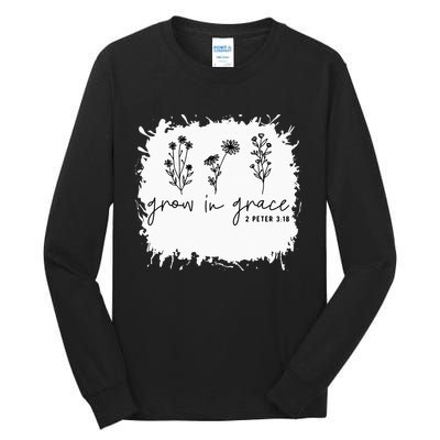 Boho Style Grow In Grace Succulent Plant Faith Christian Tall Long Sleeve T-Shirt