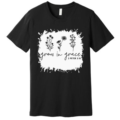 Boho Style Grow In Grace Succulent Plant Faith Christian Premium T-Shirt