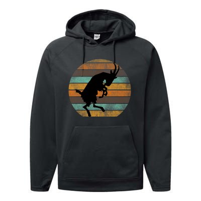 Billy Strings Goat Silhouette Retro Sunset Performance Fleece Hoodie