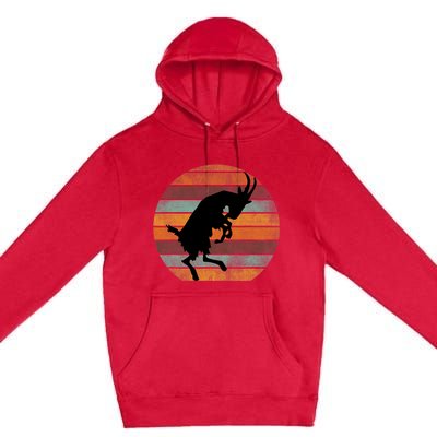 Billy Strings Goat Silhouette Retro Sunset Premium Pullover Hoodie