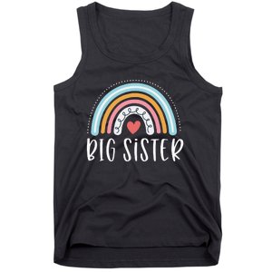 Big Sister Gifts Sibling Family Rainbow Graphic Tank Top