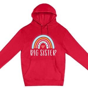 Big Sister Gifts Sibling Family Rainbow Graphic Premium Pullover Hoodie