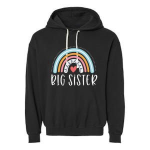 Big Sister Gifts Sibling Family Rainbow Graphic Garment-Dyed Fleece Hoodie