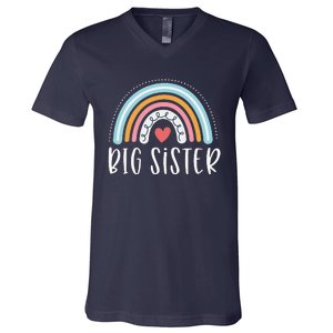 Big Sister Gifts Sibling Family Rainbow Graphic V-Neck T-Shirt