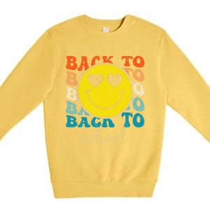 Boho Style Groovy Smile Back To School Premium Crewneck Sweatshirt