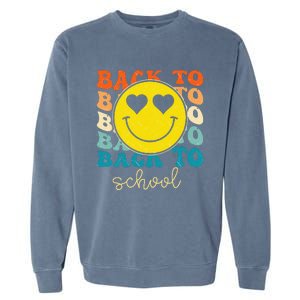 Boho Style Groovy Smile Back To School Garment-Dyed Sweatshirt