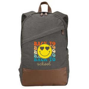 Boho Style Groovy Smile Back To School Cotton Canvas Backpack