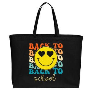 Boho Style Groovy Smile Back To School Cotton Canvas Jumbo Tote