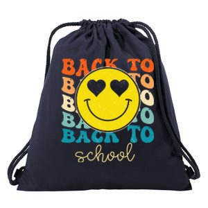 Boho Style Groovy Smile Back To School Drawstring Bag