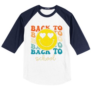 Boho Style Groovy Smile Back To School Baseball Sleeve Shirt