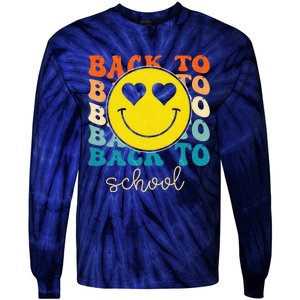 Boho Style Groovy Smile Back To School Tie-Dye Long Sleeve Shirt