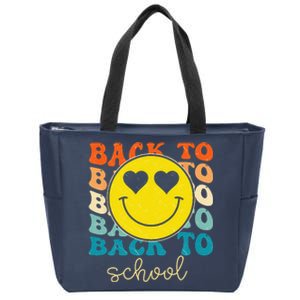 Boho Style Groovy Smile Back To School Zip Tote Bag