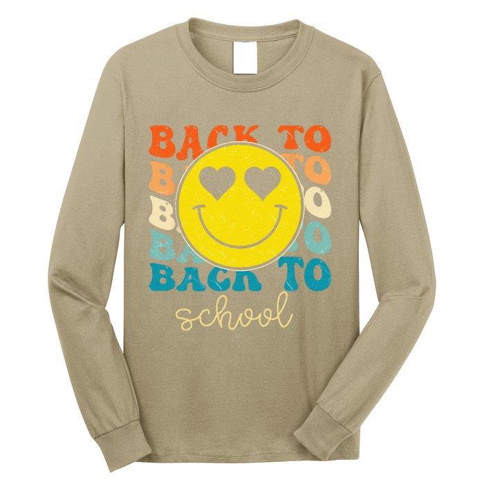 Boho Style Groovy Smile Back To School Long Sleeve Shirt