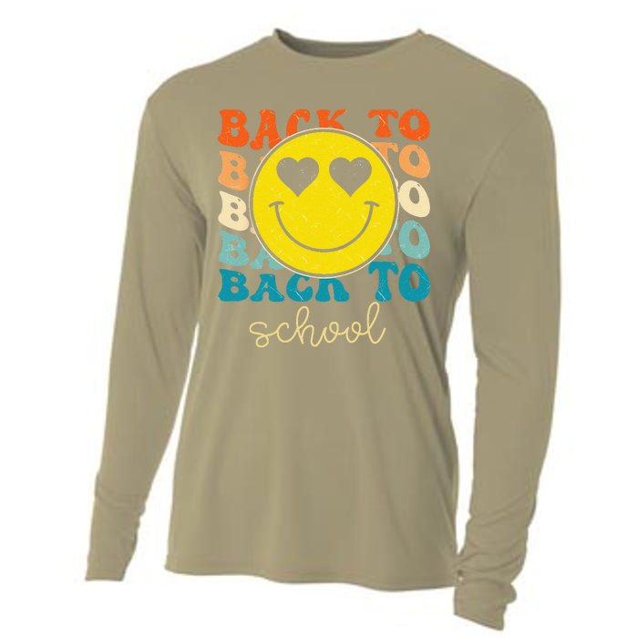 Boho Style Groovy Smile Back To School Cooling Performance Long Sleeve Crew