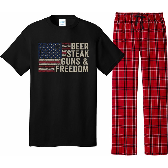 Beer Steak Guns & Freedom 4th July Usa Flag Bbq Drinking Pajama Set