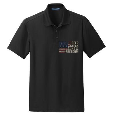 Beer Steak Guns & Freedom 4th July Usa Flag Bbq Drinking Dry Zone Grid Polo