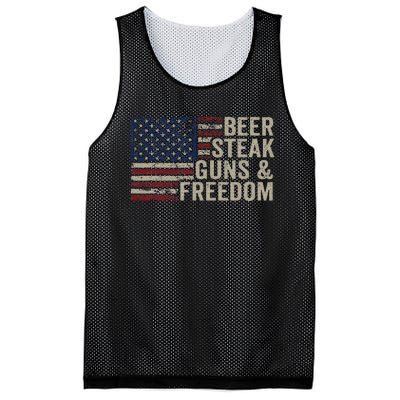 Beer Steak Guns & Freedom 4th July Usa Flag Bbq Drinking Mesh Reversible Basketball Jersey Tank