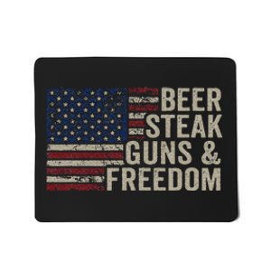 Beer Steak Guns & Freedom 4th July Usa Flag Bbq Drinking Mousepad