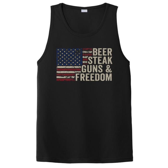 Beer Steak Guns & Freedom 4th July Usa Flag Bbq Drinking PosiCharge Competitor Tank