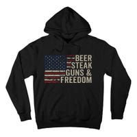 Beer Steak Guns & Freedom 4th July Usa Flag Bbq Drinking Tall Hoodie