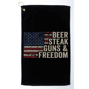 Beer Steak Guns & Freedom 4th July Usa Flag Bbq Drinking Platinum Collection Golf Towel